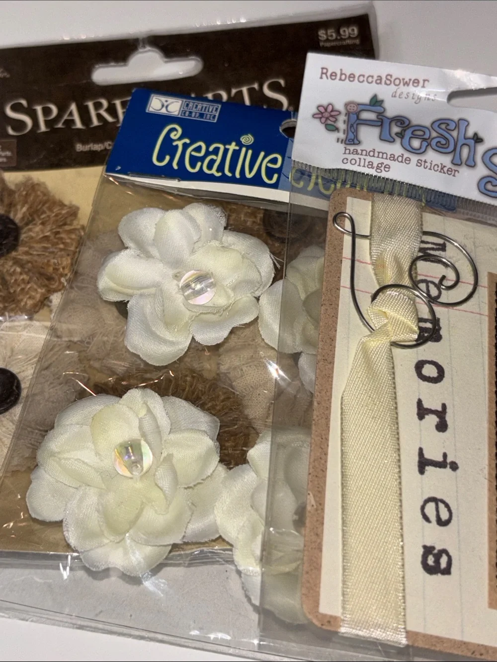 Scrapbook Embellishments NEW Scrapbook Sticker Flowers VtG Scrapbook Burlap